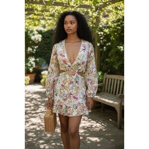 Hemant & Nandita Neutral Preet Minidress. Off white. Sz S.